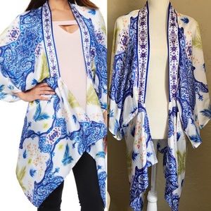 Bold Elements Boho Satin Long Kimono Duster OS